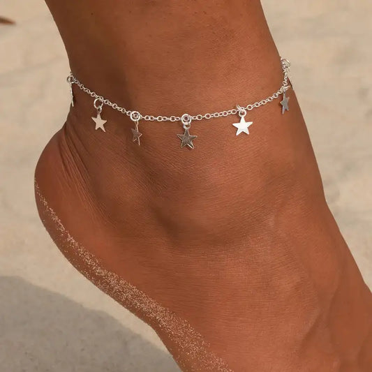 Gold Pentagram Anklet Jewelry