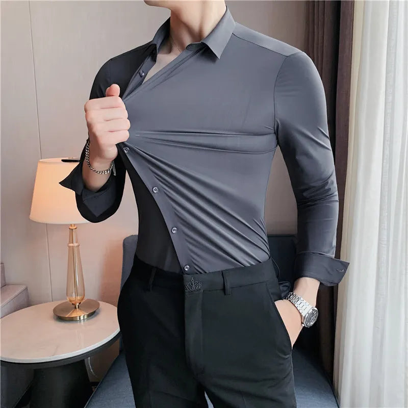 Azzuro - Slim Stretch Langarmhem