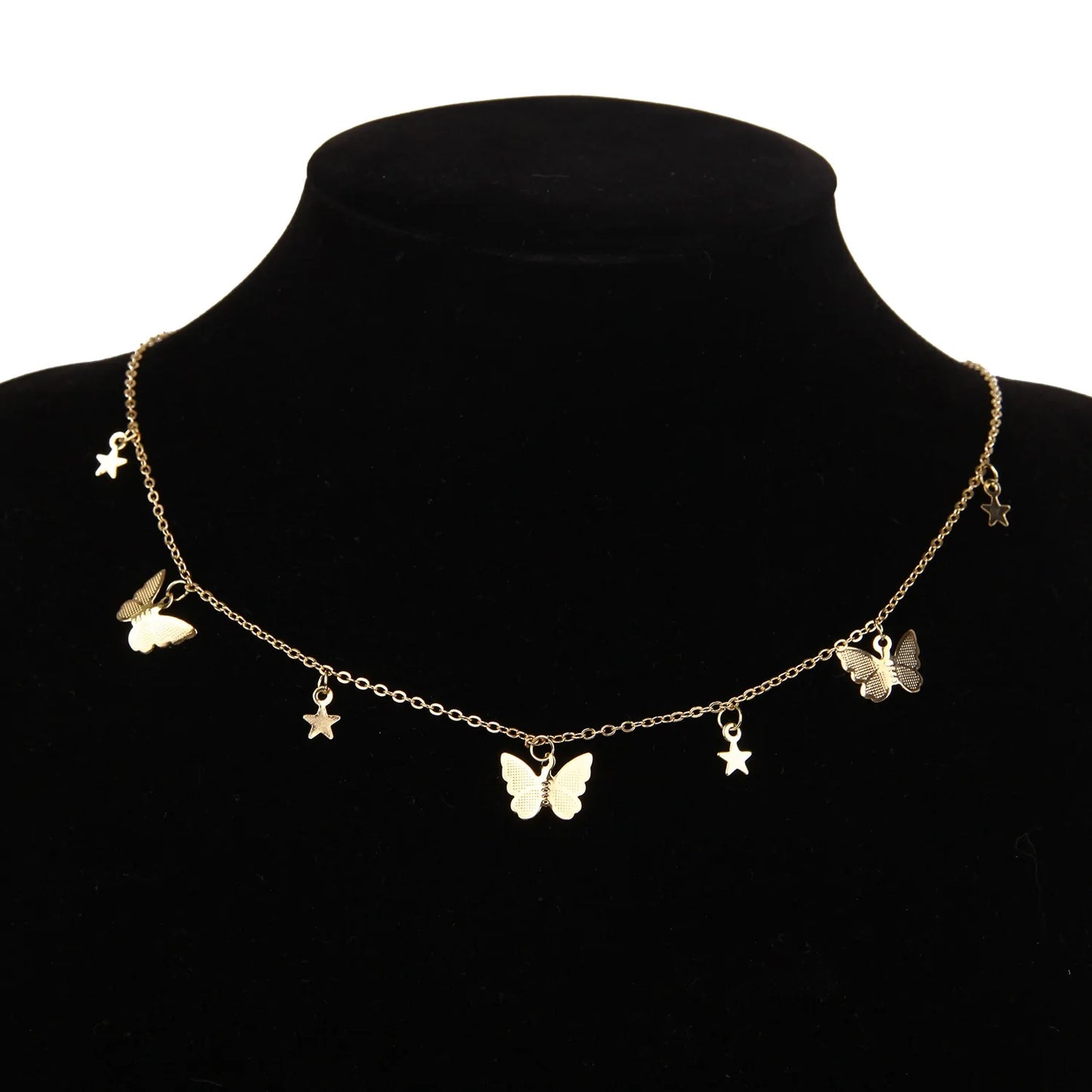 Goldkette Schmetterling Anhänger Choker Halskette: Bohème Strandschmuck