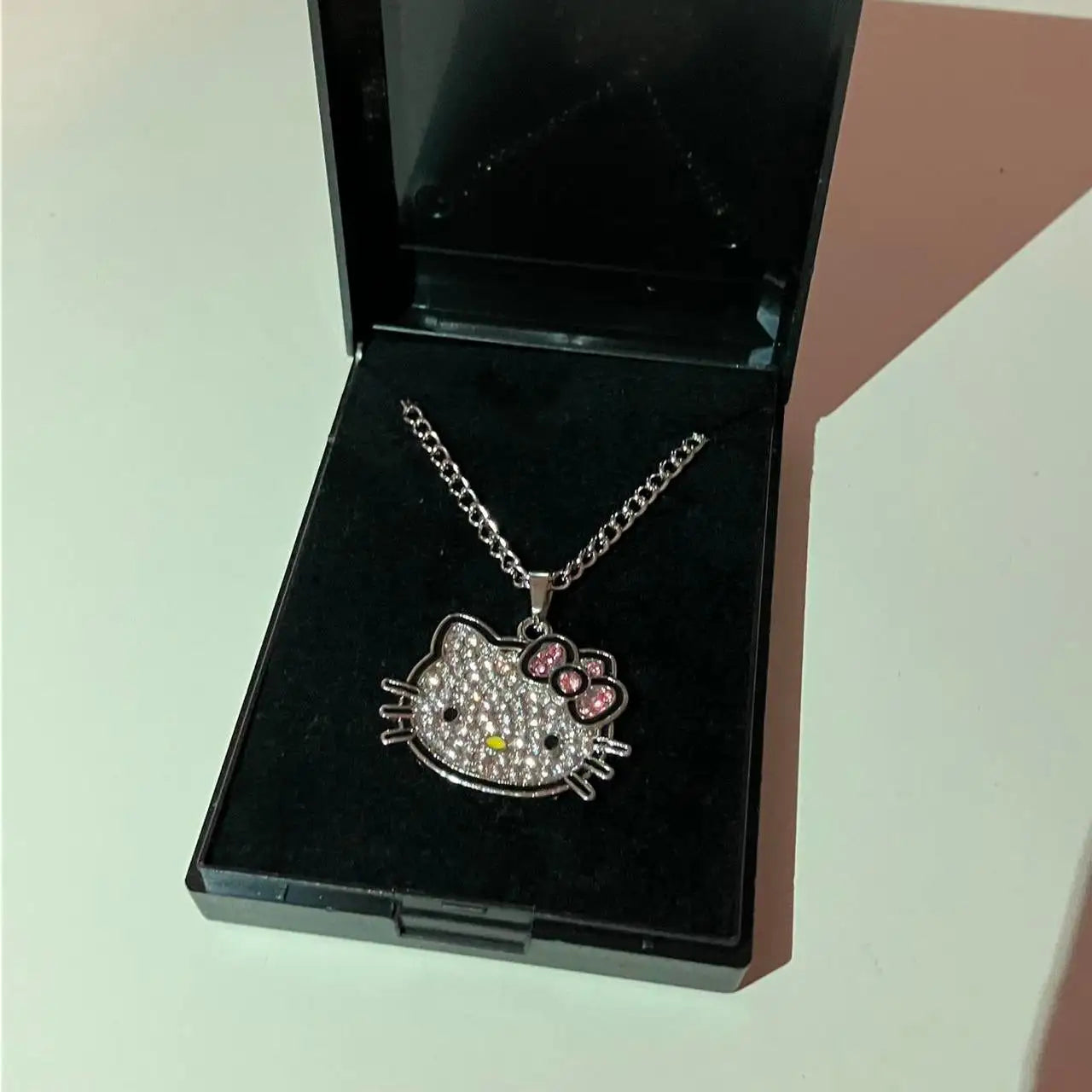 Kitty Kawaii Rosa Schleife Diamantkette