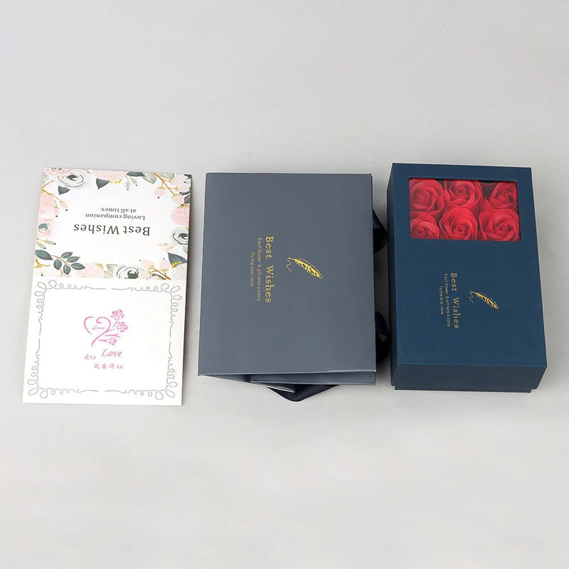 100 Sprachen "Ich liebe dich" Halskette mit 6 Rosen Luxus Geschenkbox