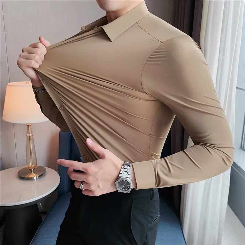 Azzuro - Slim Stretch Langarmhem