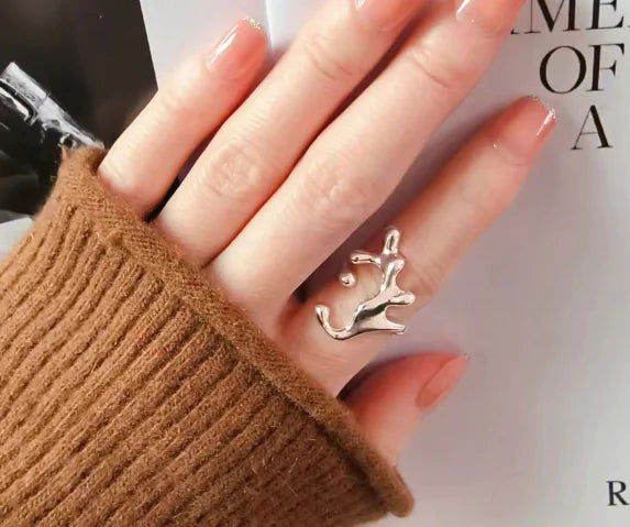 Einfacher Stil Linien Geometrischer Ring