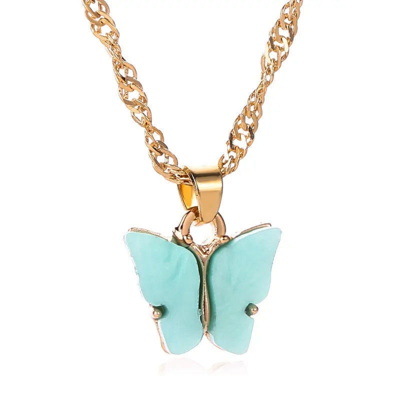 Goldkette Schmetterling Anhänger Choker Halskette: Bohème Strandschmuck